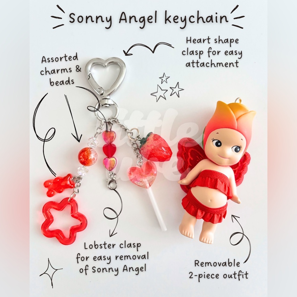 Sonny Angel Tulip keychain | Handmade upcycled bag charm - Picture 2 of 5